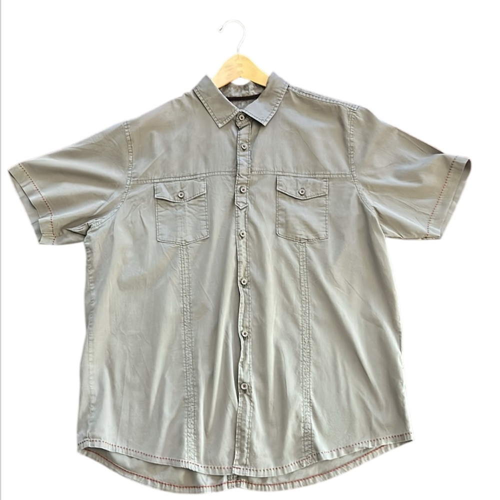 Jeremiah Shortsleeved Shirt Grey with red thread boarder XL 100% cotton